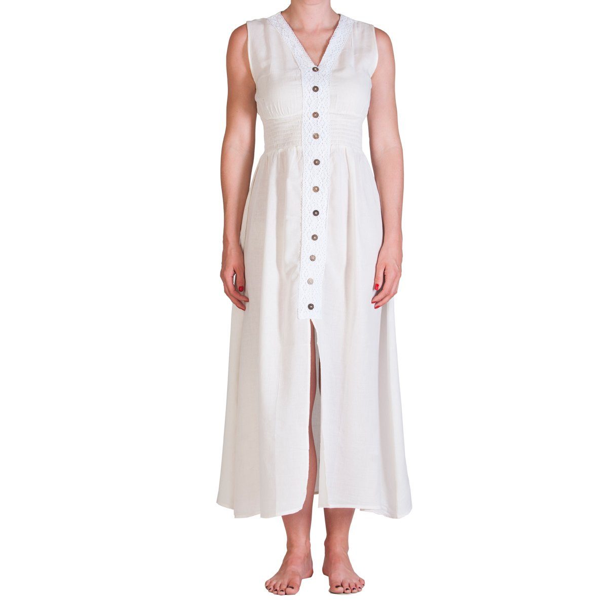 Tunikakleid Langes einfarbiges Sommerkleid im Rücken gerafft Onesize Gr. S und M
