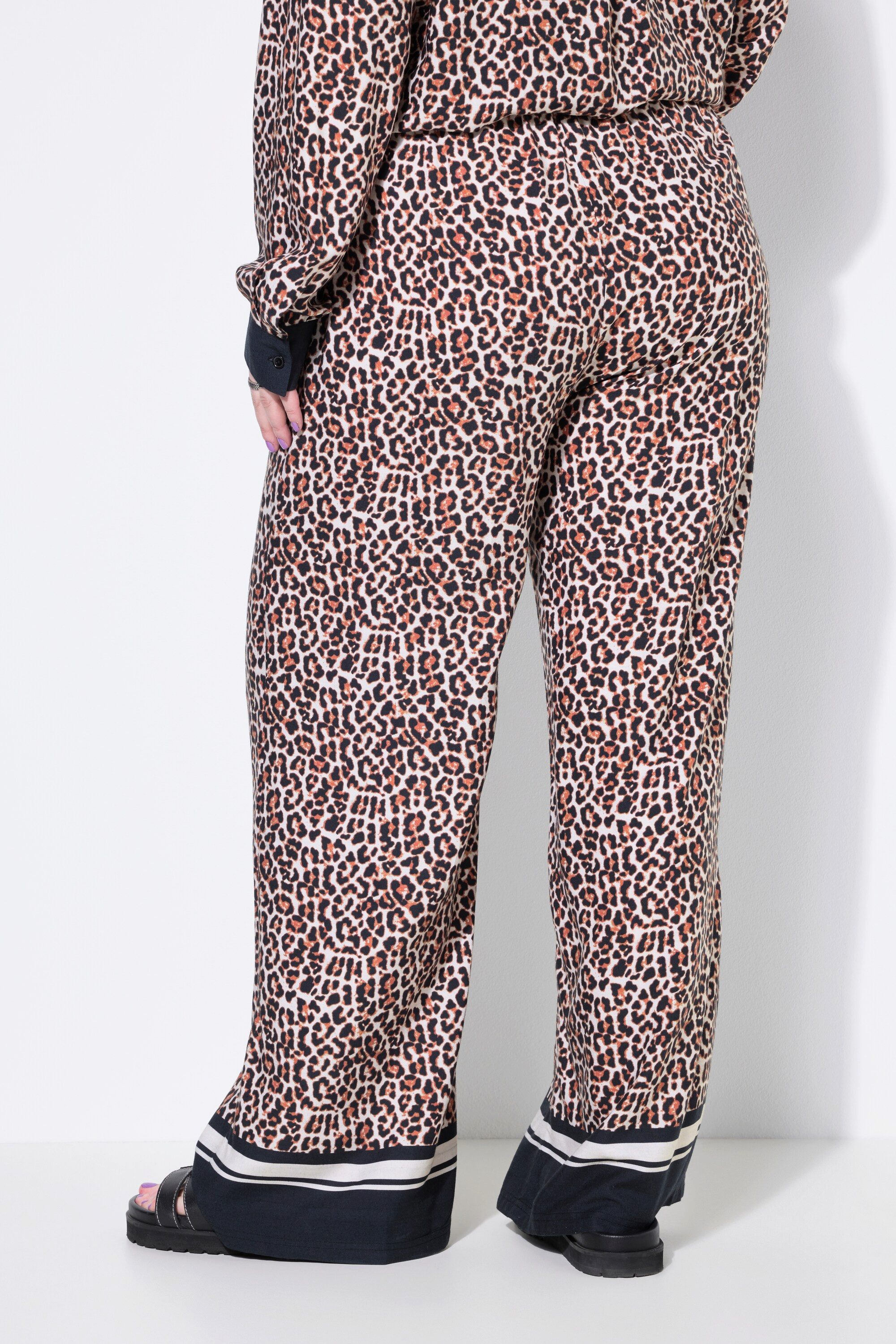 Studio Untold Schlupfhose Hose Wide Legs Leo Saum-Bordüre
