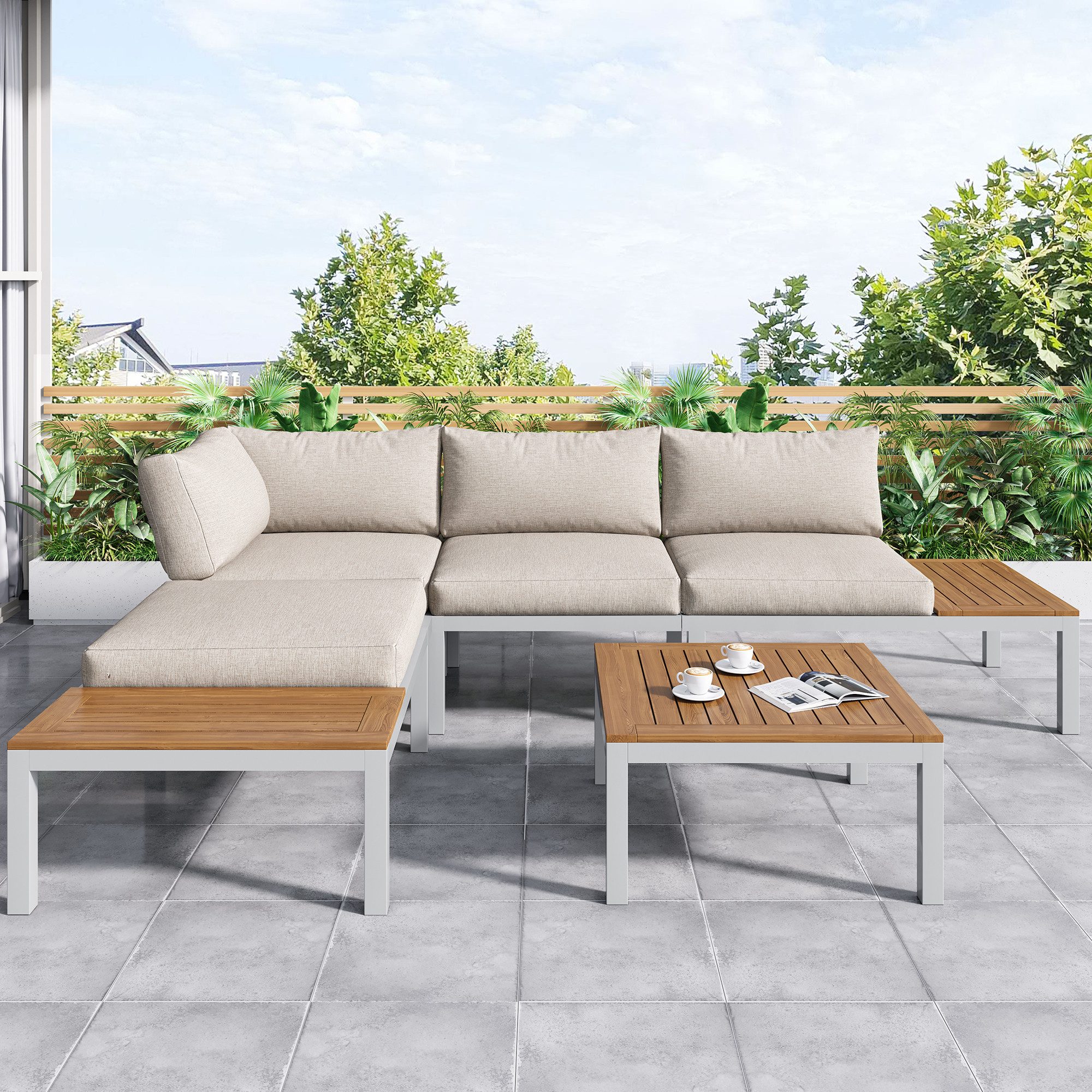 Ulife Gartenlounge-Set wetterfest Lounge Set,Balkonmöbel Set, günstig online kaufen