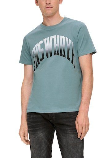 QS T-Shirt mit Rippbündchen am Ausschnitt blue green