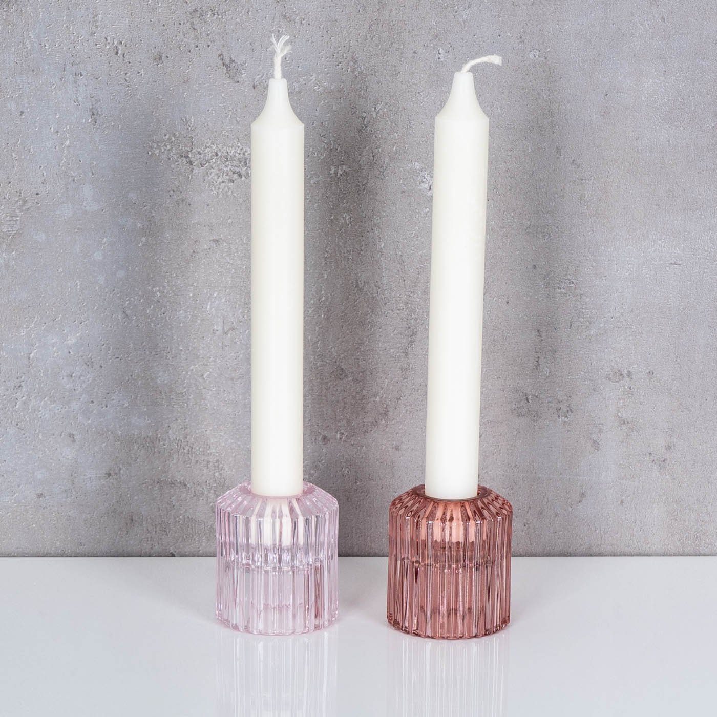 Pink Stabkerzen Kerzenständer 2in1 Glas Rosa Set Levandeo® 2er Rosa/ Teelichthalter, Pink für