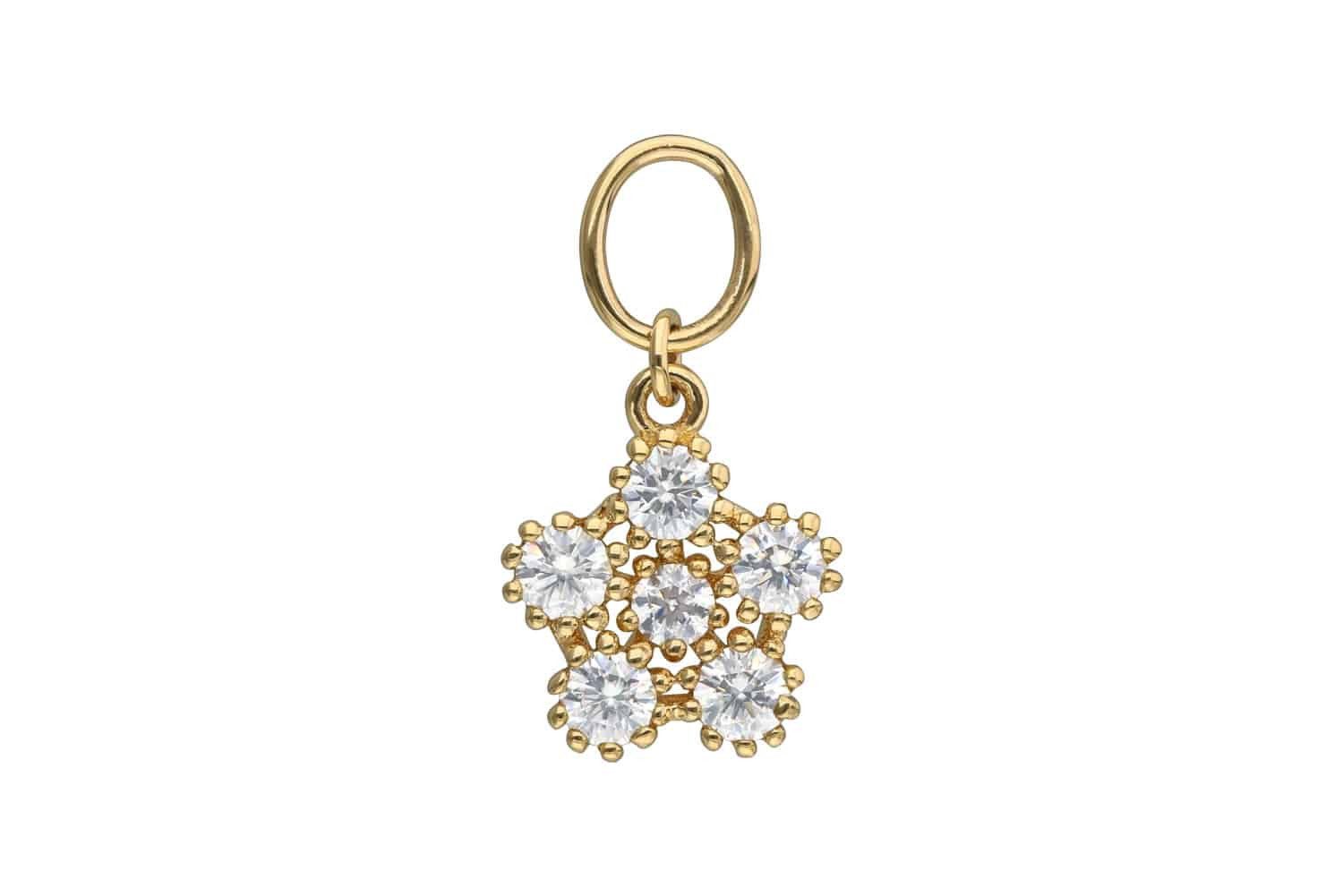 PIERCINGLINE Piercing-Set 18 Karat Gold Anhänger für Clicker MOISSANIT-BLUME (Piercing-Anhänger, 1-tlg)