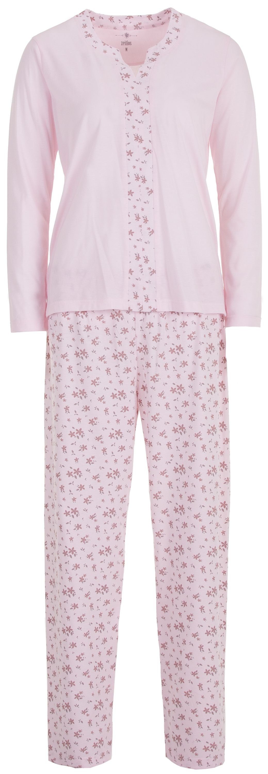 zeitlos Schlafanzug »zeitlos Schlafanzug Pyjama Damen Langarm Blüte Oberteil  Hose« online kaufen | OTTO