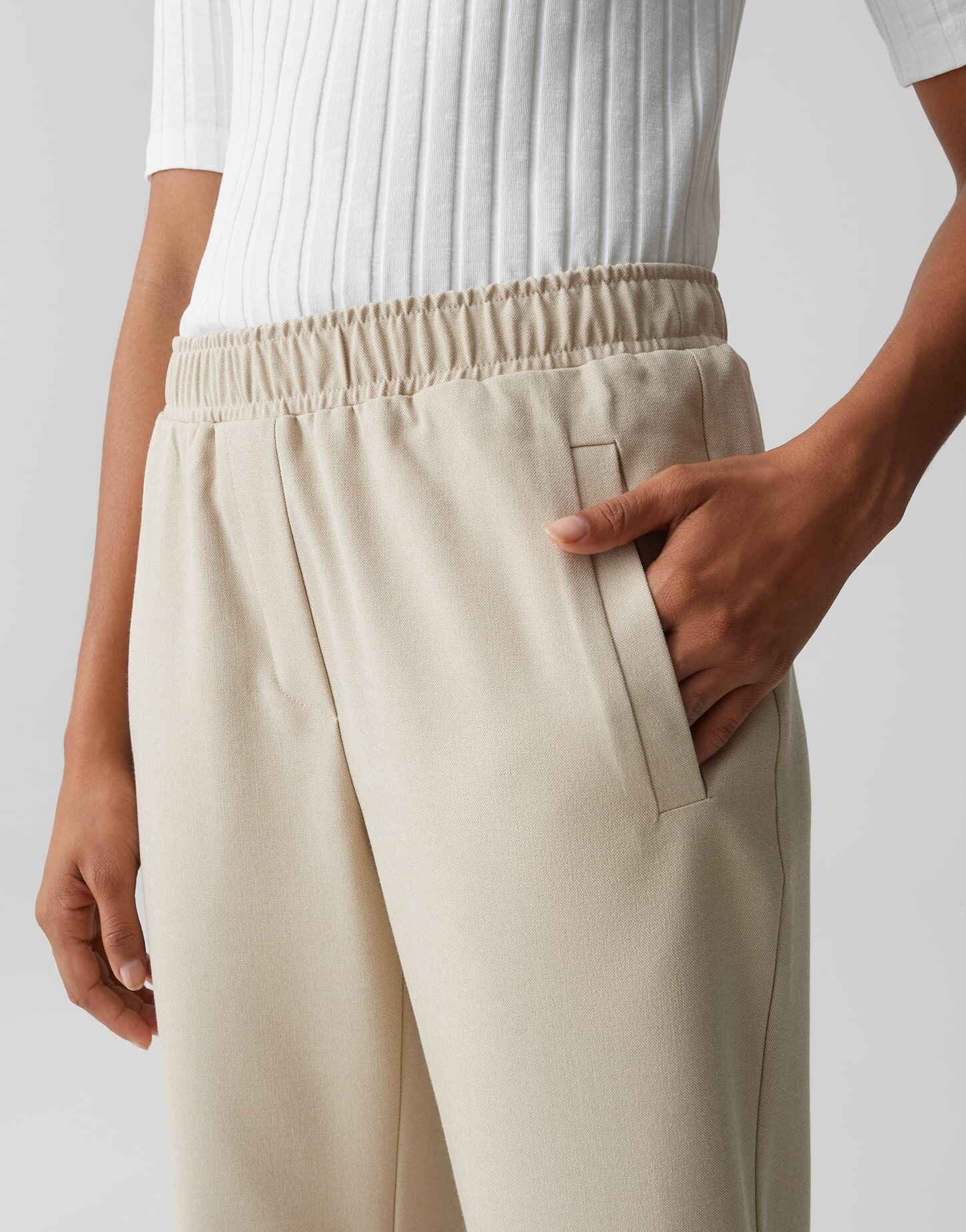 OPUS Stoffhose MYHA FLOW in feiner Mélange Optik Schmal zulaufendes Bein, weicher Griff, pflegeleicht