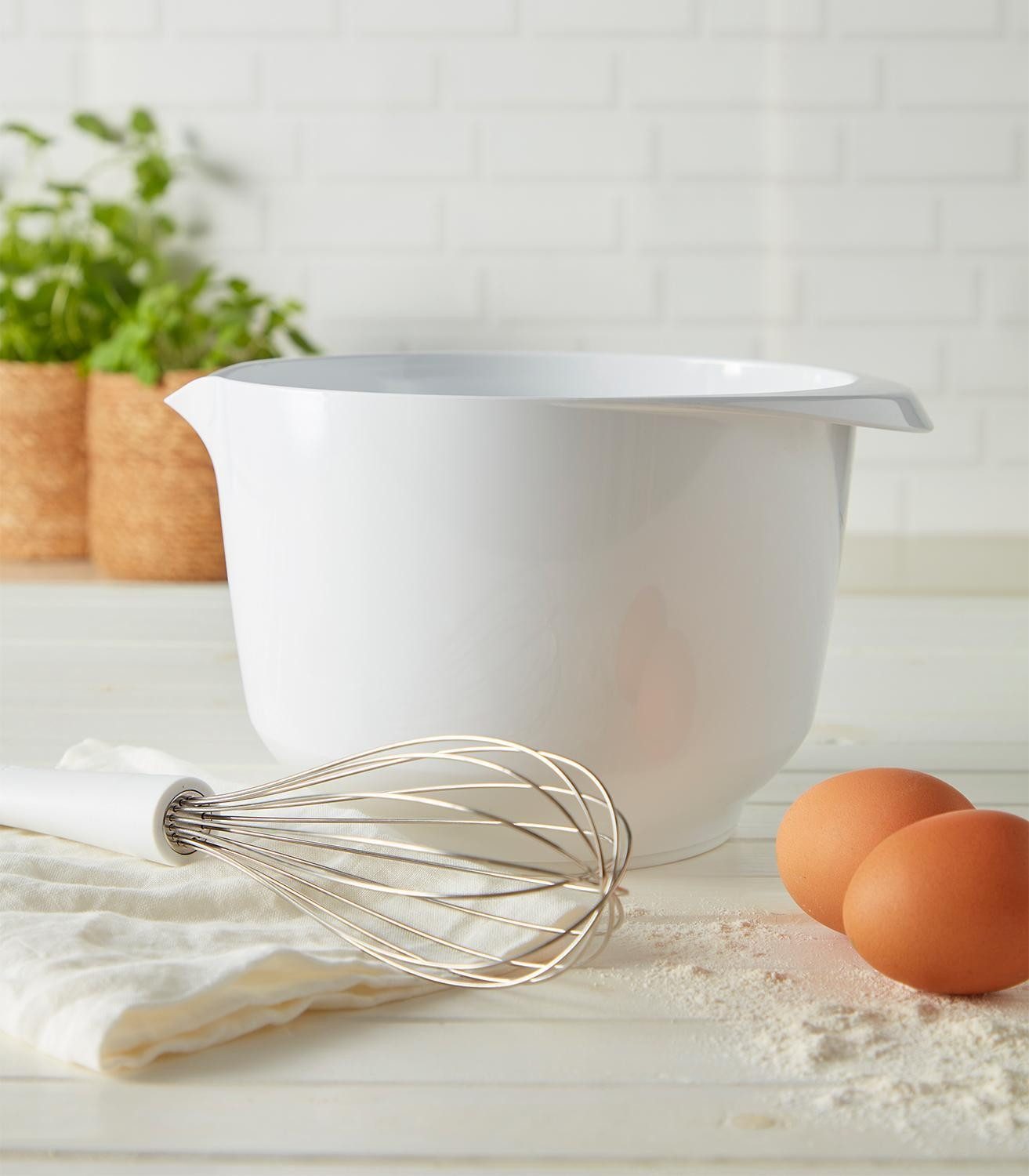 Birkmann Rührschüssel COLOUR KITCHEN, Weiß, B 24 cm, 3 Liter, Kunststoff, (1-tlg), PET-Kunststoff, mit Anti-Rutsch-Ring am Boden