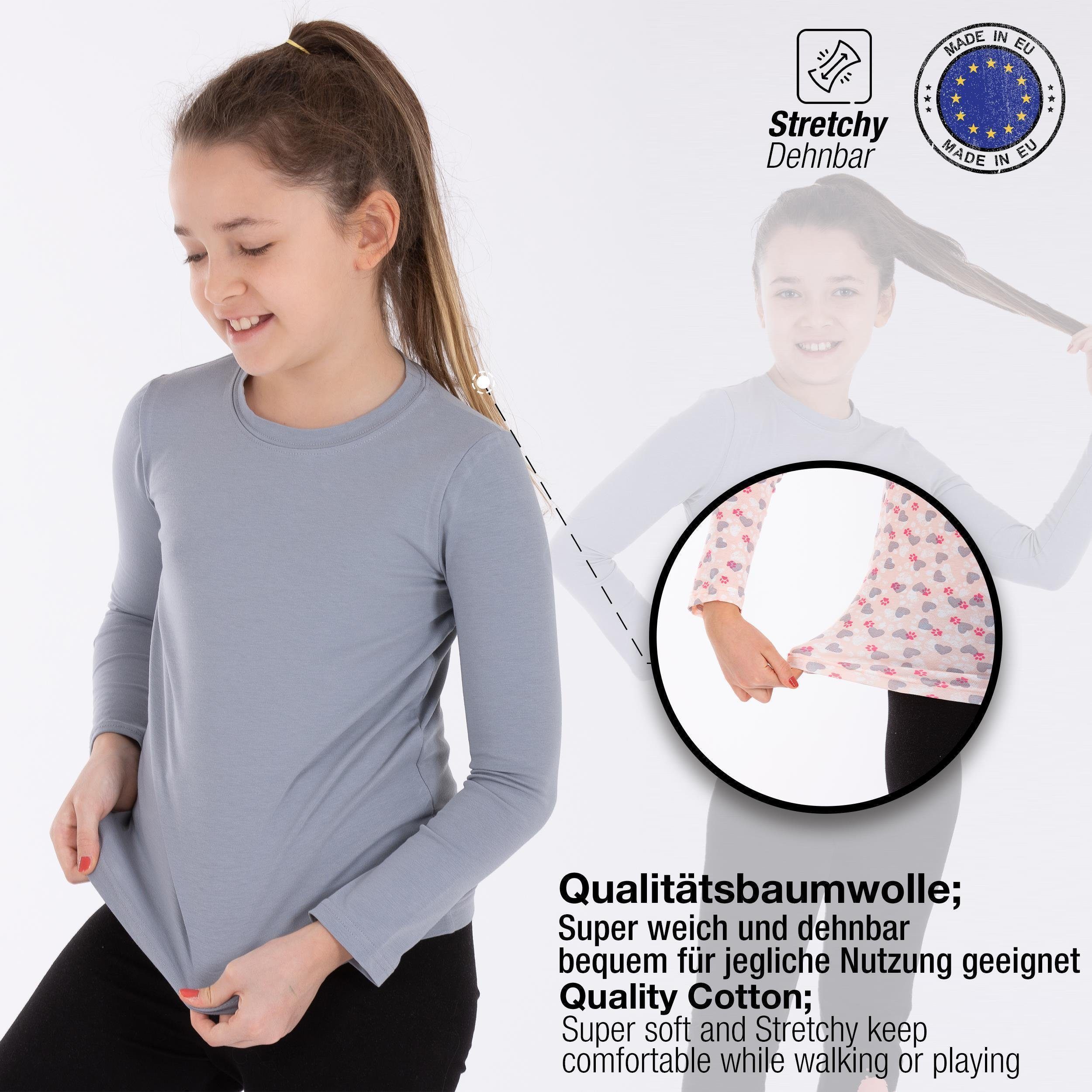 Langarmshirts 3-St) Mädchen Body Kinder LOREZA Pack (Set, Unterhemden Unterhemd Variante 3er 3 Shirt