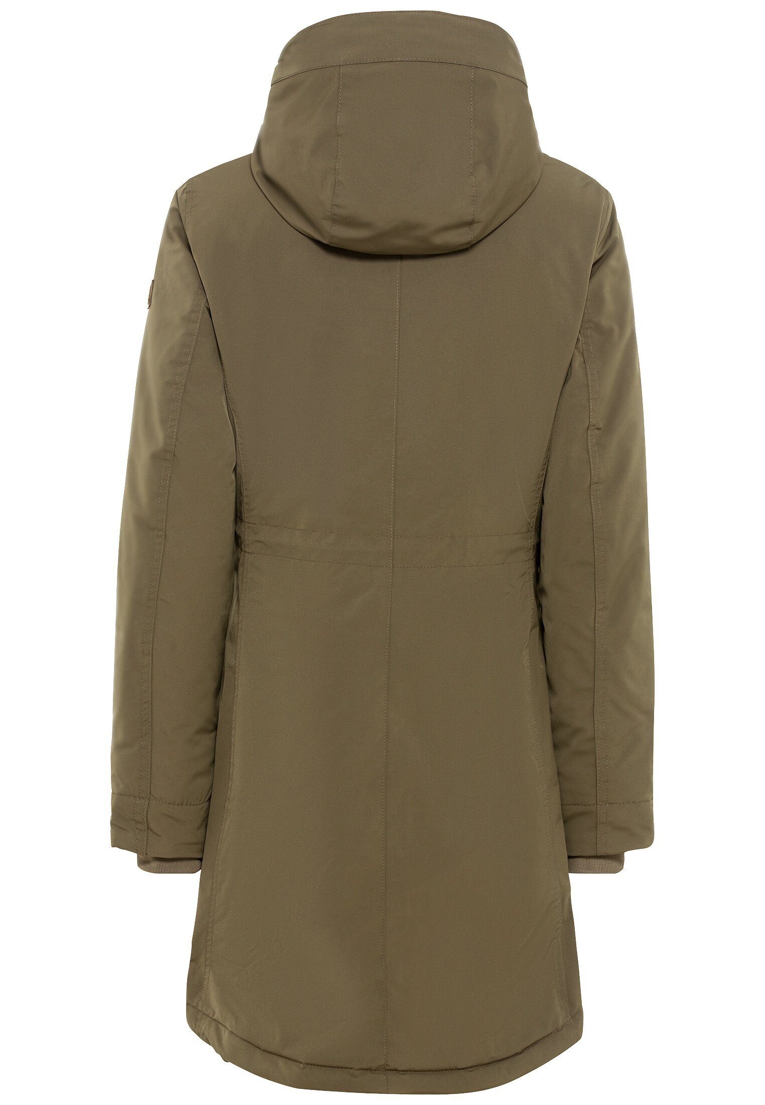 Kapuze mit camel Dunkel Wintermantel active khaki