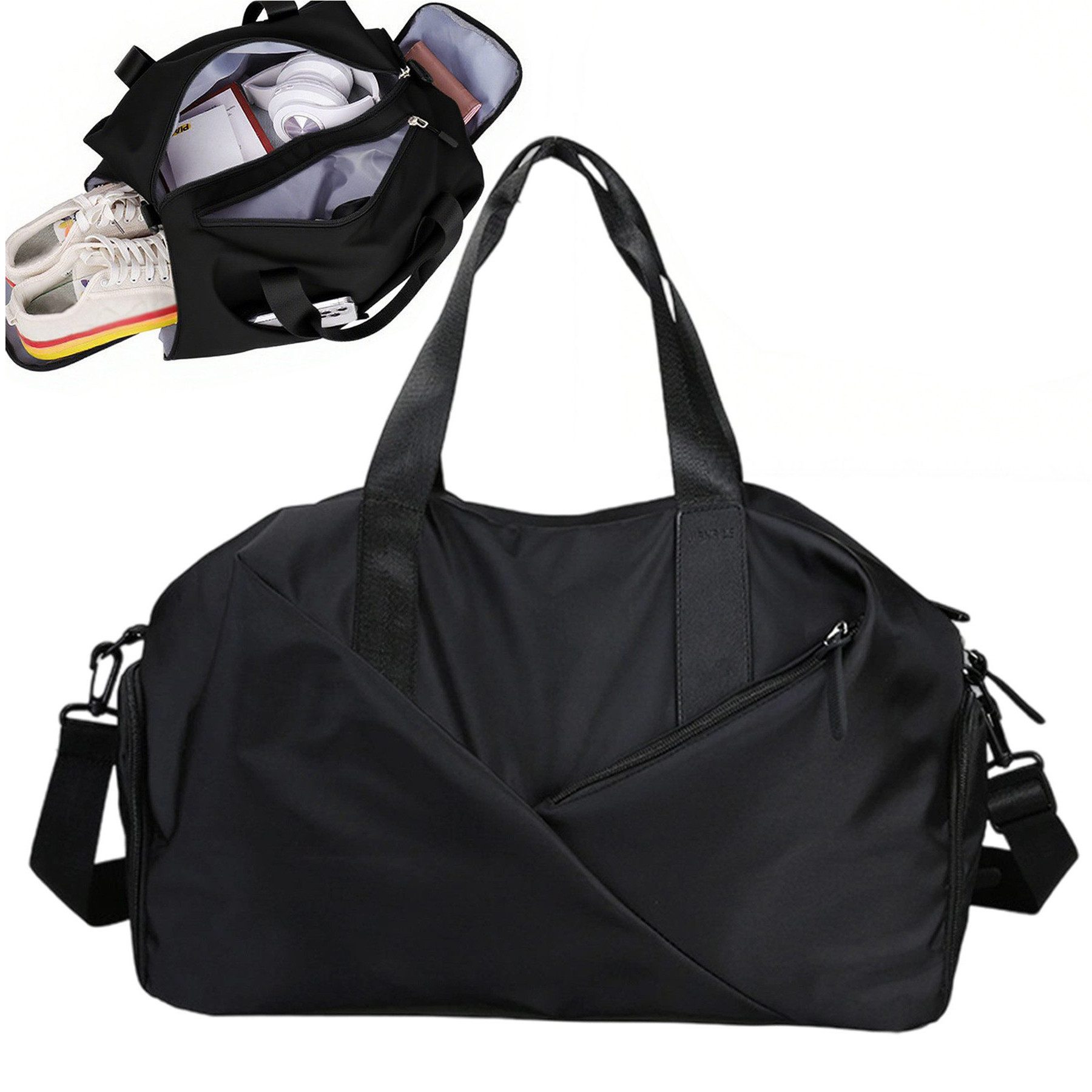 Mutig Sporttasche Sporttasche für Herren und Damen, Große Reisetasche (Duffel Bag mit Schuhfach und Nassfach, wasserdichte Sporttasche und Übernachtungstasche), für Fitness, Gym, Schwimmen, Yoga, Training und Wochenendreisen