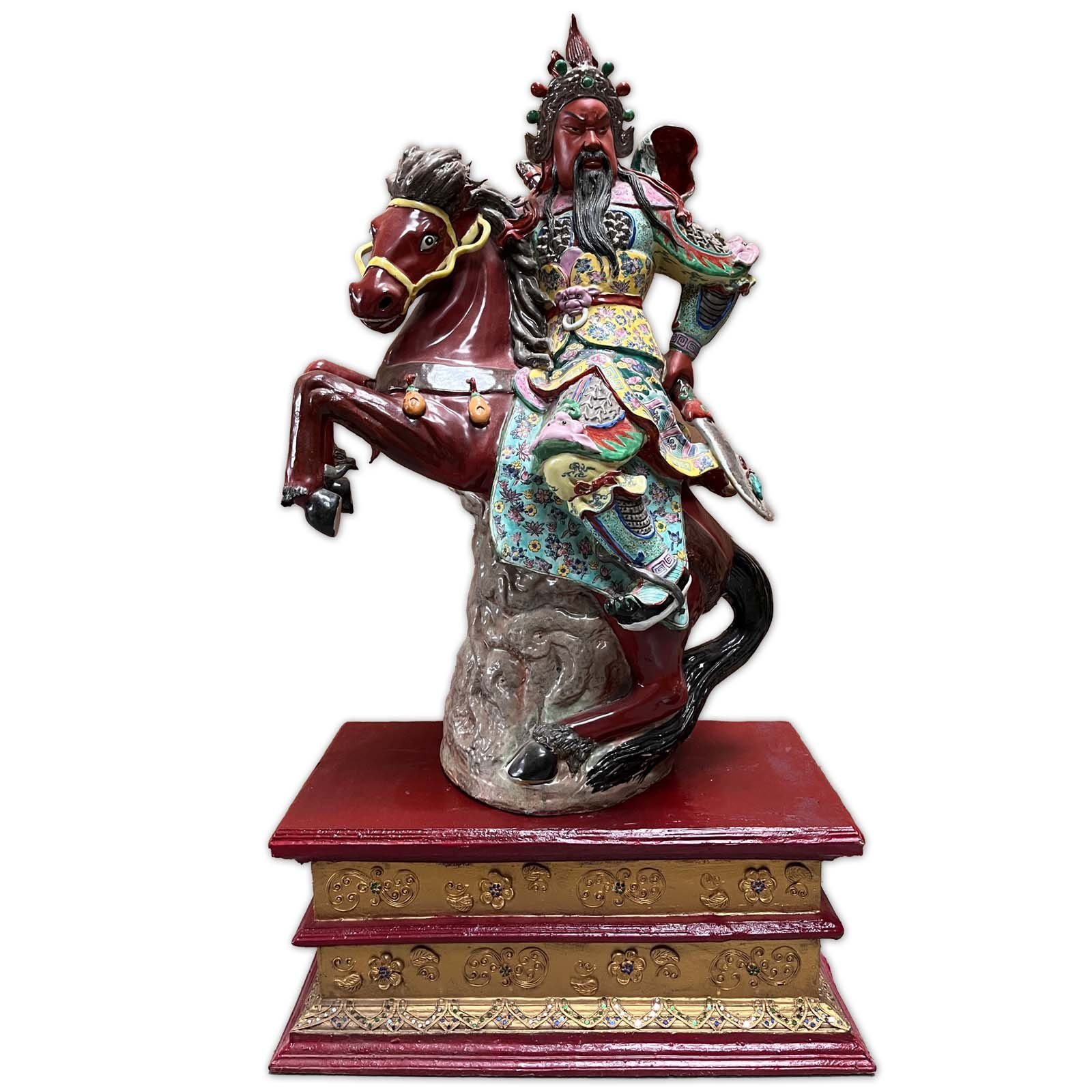 Asien LifeStyle Skulptur China Krieger Guan Yu Porzellan Skulptur auf Pferd