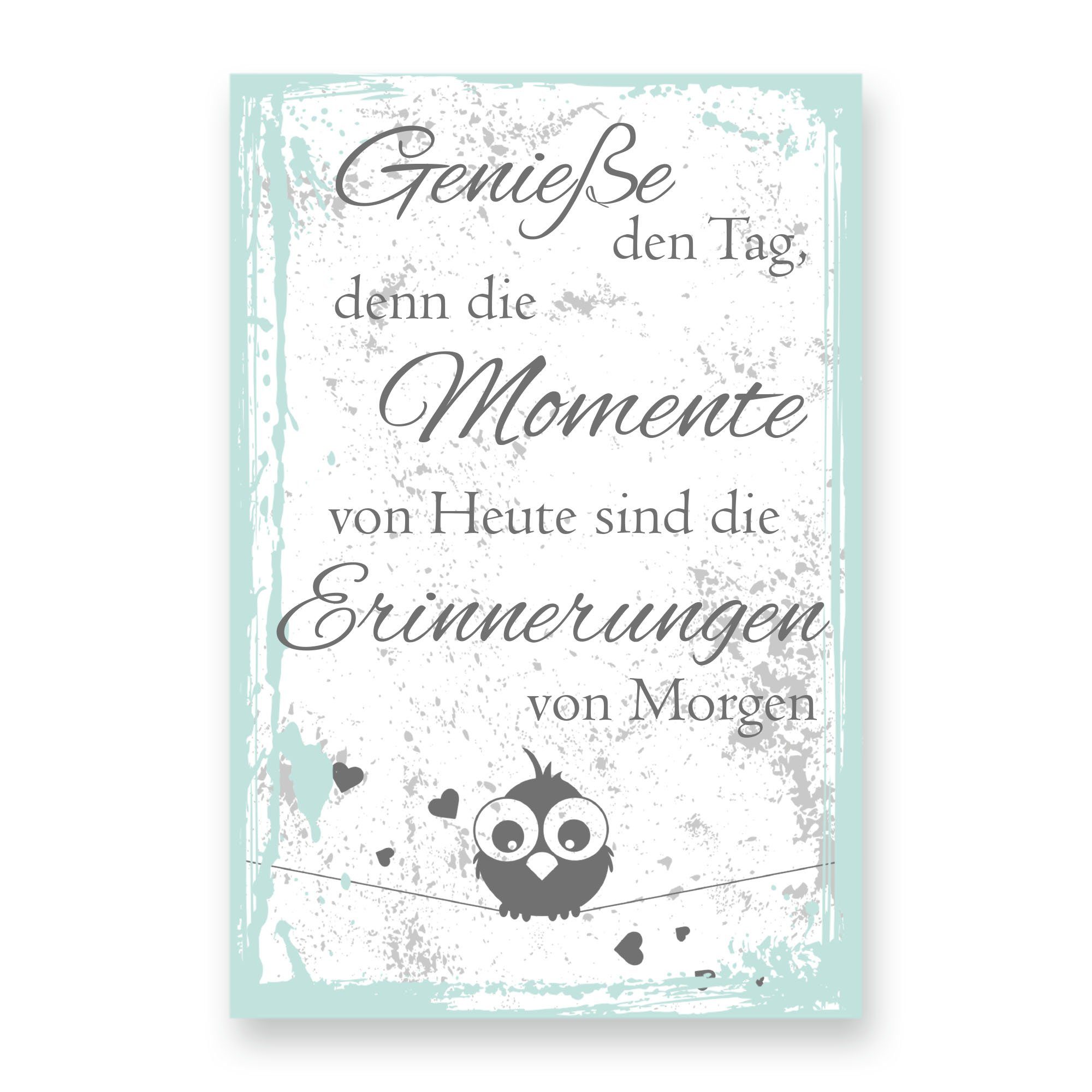 Kreative Feder Holzbild Deko-Bild „Genieße den Tag“ aus Holz, mit Motiv & Spruch, ideales Geschenk für Freunde & Familie