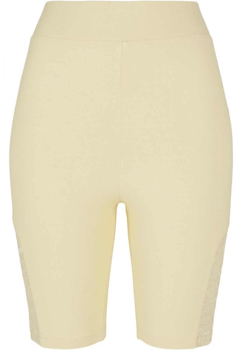 URBAN CLASSICS Trainingshose Ladies High Waist Lace Inset Cycle Shorts Damen Radlerhose
