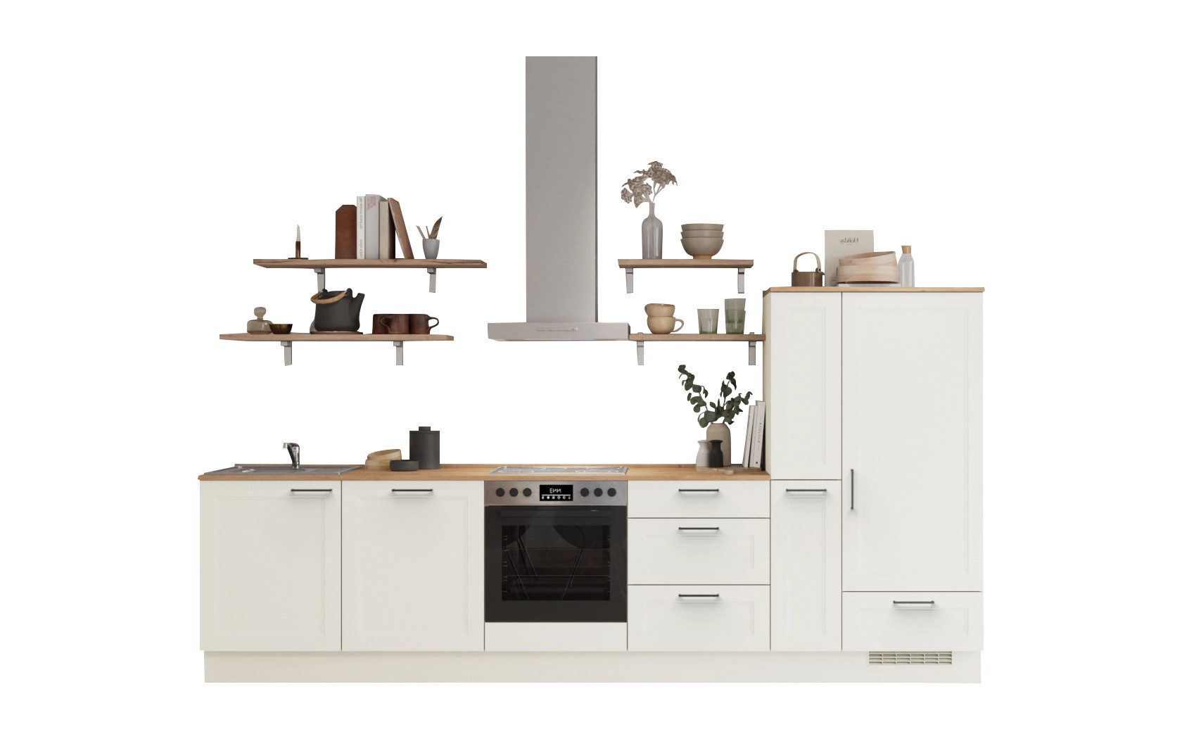 nobilia® Küchenzeile Servett, individuell anpassbar, gratis Küchenplanung mit Profis, (Breite 330 cm), vormontiert, wahlw. mit E-Geräten, inkl. Lieferung