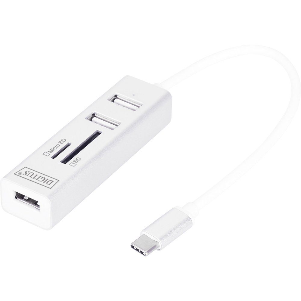 USB-Verteiler Digitus DA-70243 3 Port USB 2.0-Hub mit USB-C® Stecker, mit Aluminiumg