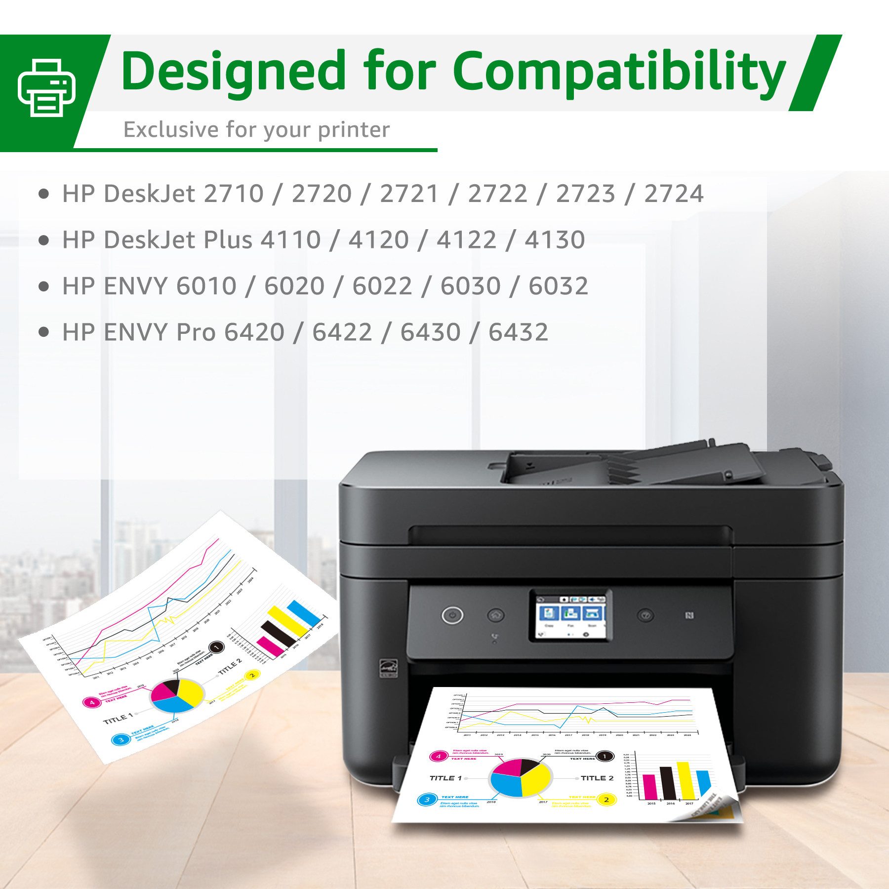 Greensky 4er-pack 305 Druckerpatronen Kompatibel für HP 305 XL Multipack Tintenpatrone (für HP ENVY 6000 6010 6015 6015 DeskJet 2710 2720 2721 Plus 4120, Envy Pro 6400 6420 6422 6430 6432)
