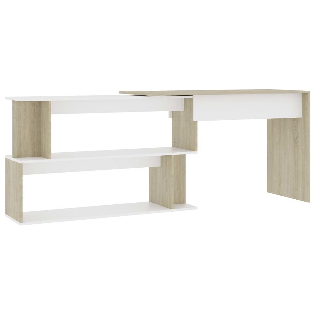Schreibtisch NA Eckschreibtisch Weiß Sonoma Eiche 200x50x76 cm Spanplatte