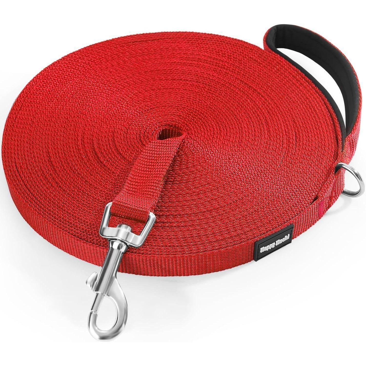 HAPPY HACHI Schleppleine Schleppleine für Hunde Nylon Training Leine D-Karabiner Griffpolster