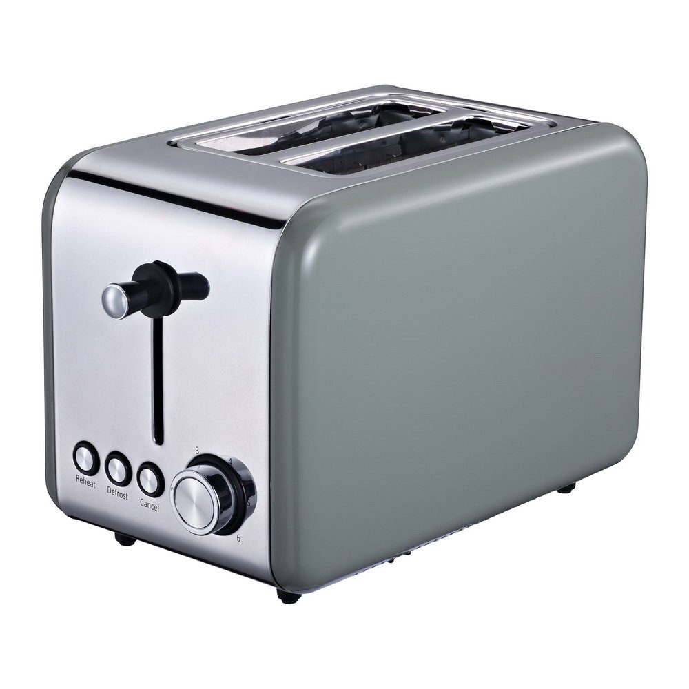 Michelino 2-in-1-Toaster 2-Scheiben Toaster Toastautomat mit Brötchenaufsatz, 850 W, Coll-Touch Gehäuse - mit herausnehmbarem Brötchenaufsatz Olivgrün