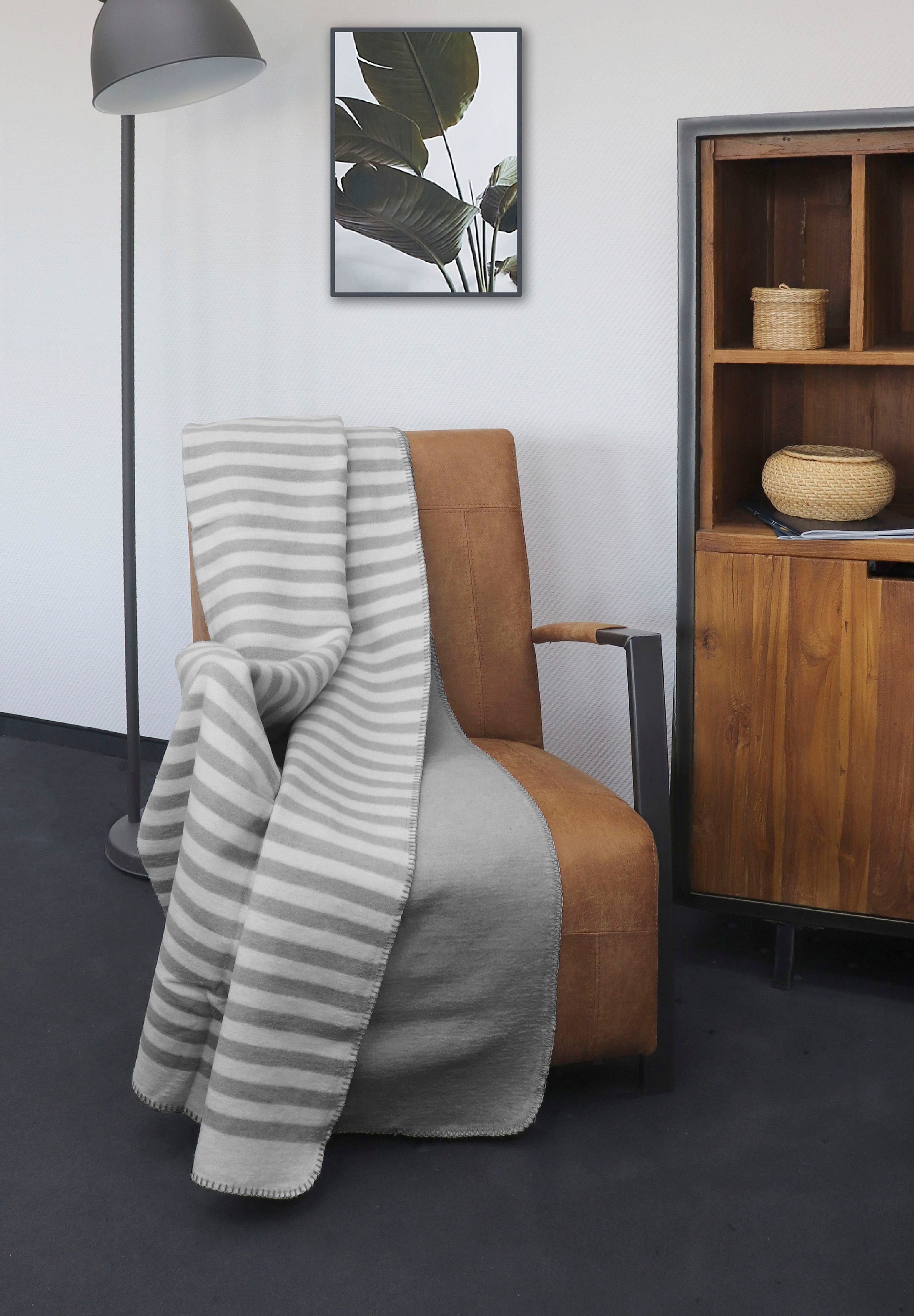 Wohndecke Aras, Biberna, weiche Wohndecke mit Wendefunktion und Melangeoptik, Made in Germany