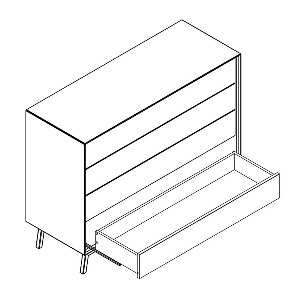 Feldmann-Wohnen Schubkastenkommode Modern Loft (mit Schubladen, 1 St., Massivholz, geölte Oberfläche), 121x45x90cm mit Schubladen Eiche Tabak