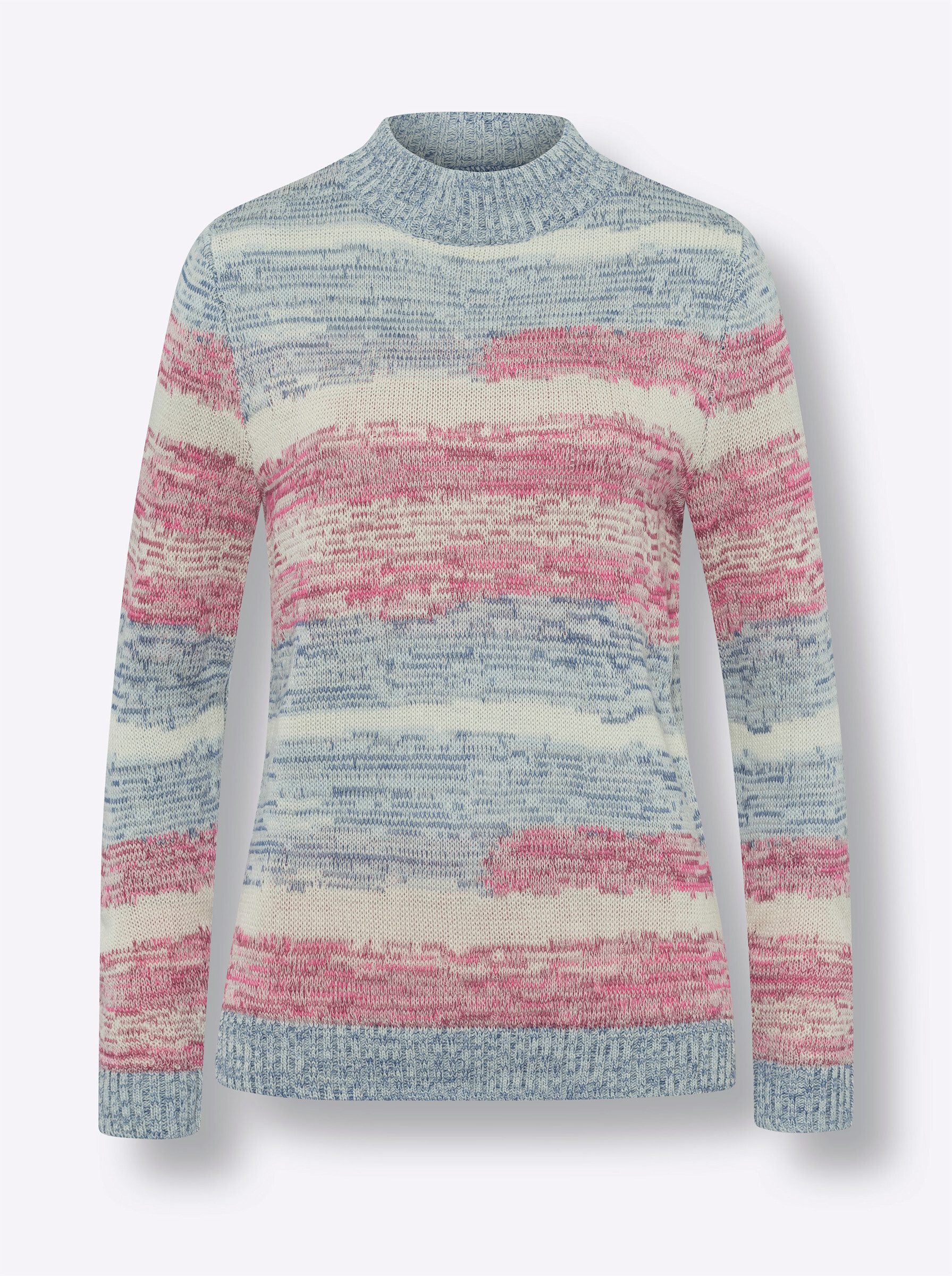 Strickpullover Stehkragen-Pullover Langarm Jacquard