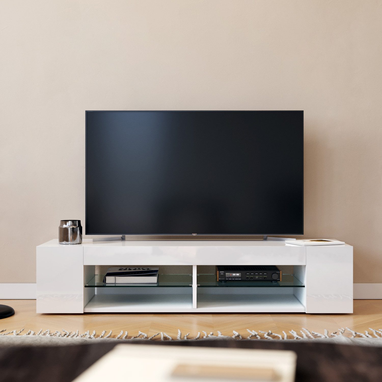 SONNI Lowboard TV-Schränke Breite 135cm weiß/schwarz günstig online kaufen