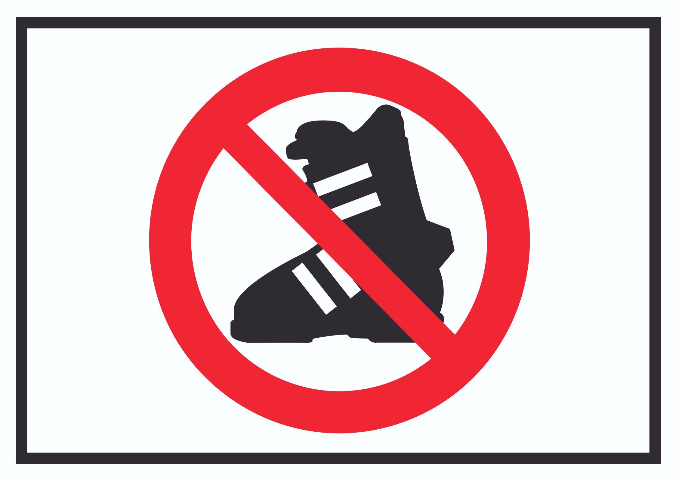 HB-Druck Hinweisschild Betreten mit Skischuhen verboten! Symbol Schild, wetterfest, stabil, UV-beständig, kratzfest