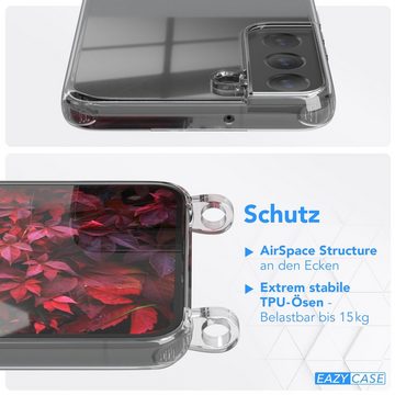 EAZY CASE Handykette Silikon Kette Karabiner für Samsung Galaxy S22 5G 6,1 Zoll, Smartphonekette Cover Silikonhülle Umhängetasche Burgundy Rot Beere
