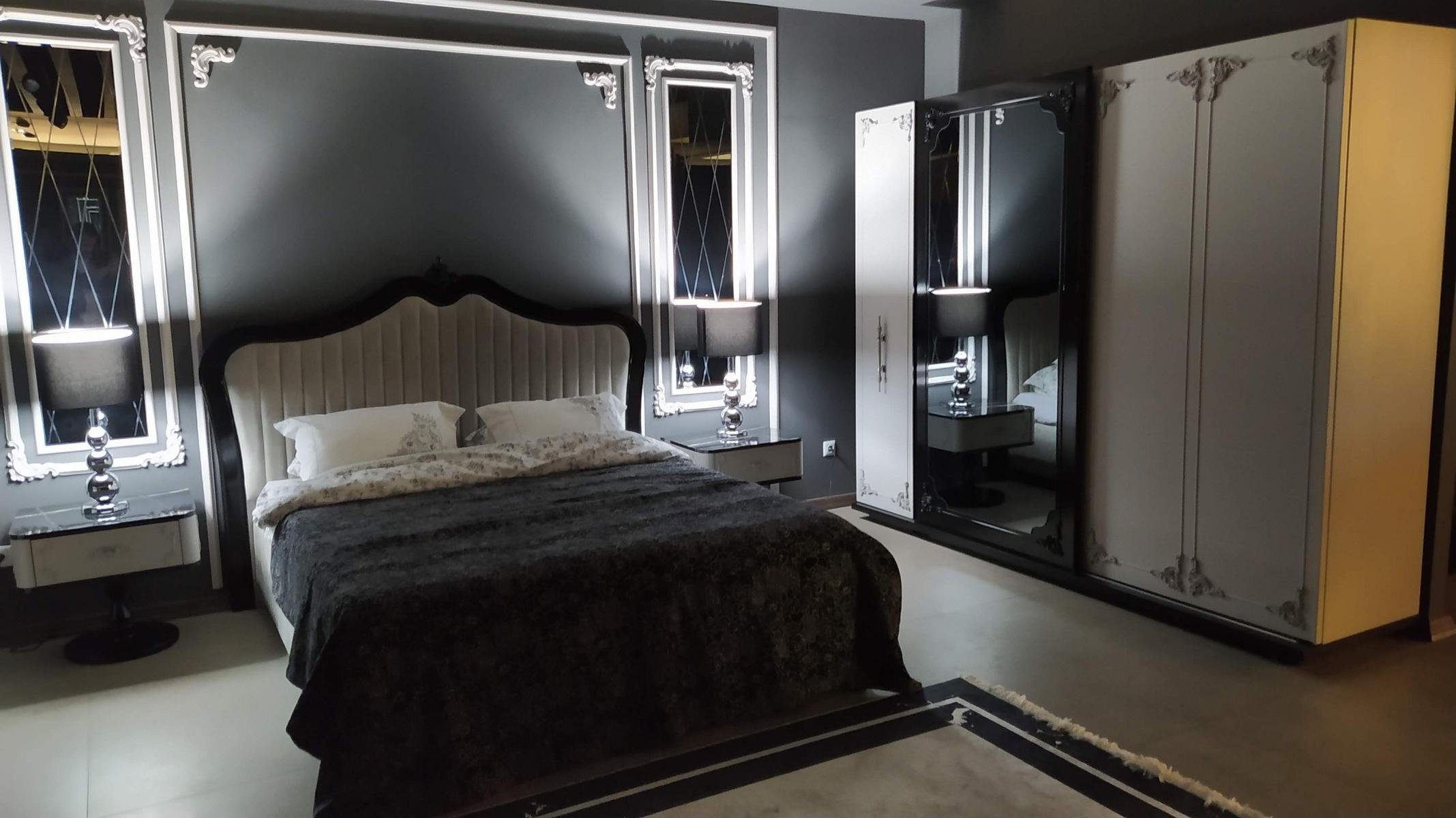 (Nur Beige Bett), Modern Made Design Europe in Polster Schlafzimmer Luxus Bett Bett JVmoebel