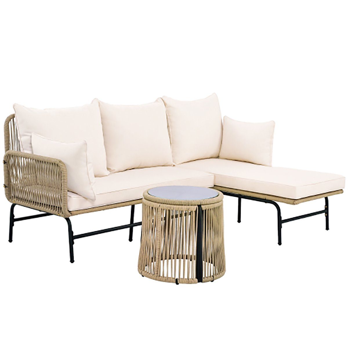DOTMALL Tischsitz Weißes gewebtem Seil Außenbereich den für Gartenmöbel-Freizeit-Set aus