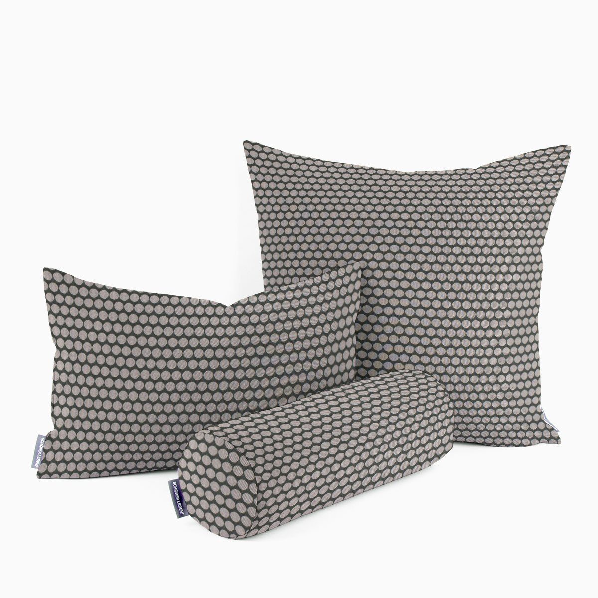 SCHÖNER LEBEN. Dekokissen SCHÖNER LEBEN. Kissenhülle Jacquard Punkte schwarz silbergrau