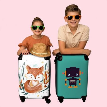 NoBoringSuitcases.com© Kinderkoffer Aquarell - Fuchs - Kinder - Illustration - Blätter 55x35x20cm, 4 Rollen, Reisetasche mit rollen, Handgepäck für Ferien, Kindertrolley, Koffer