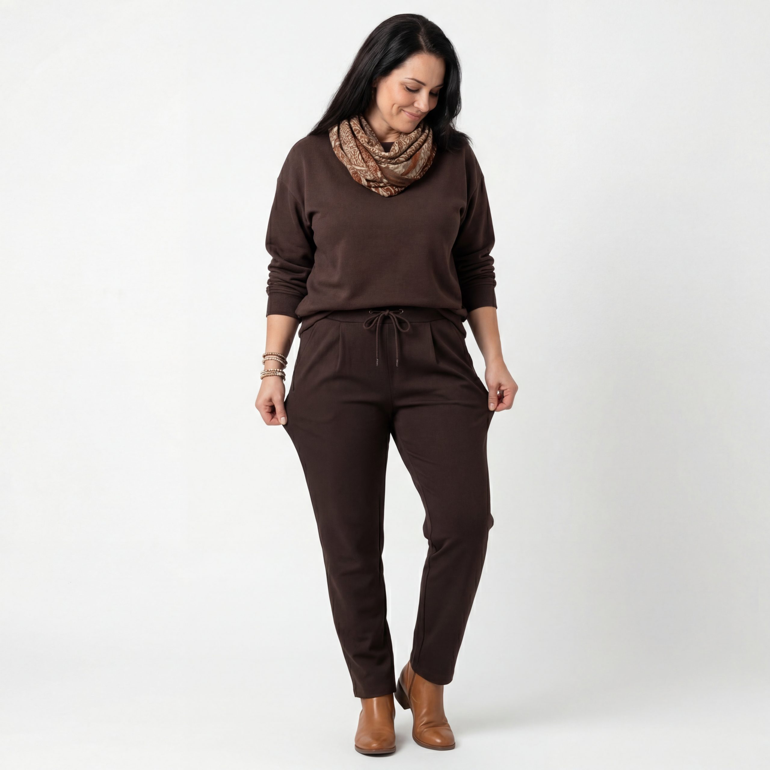 OriginalYou Chinohose Schlupfhose Damen Stretchhose Freizeithose Business Style auch in großen Größen erhältlich, mit Kordelzug – Bild 3 von 5