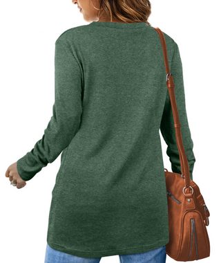ZWY 2-in-1-Shirt Sweatshirt Damen Langarm-Pullover Damen-T-Shirt mit Rundhalsausschnitt