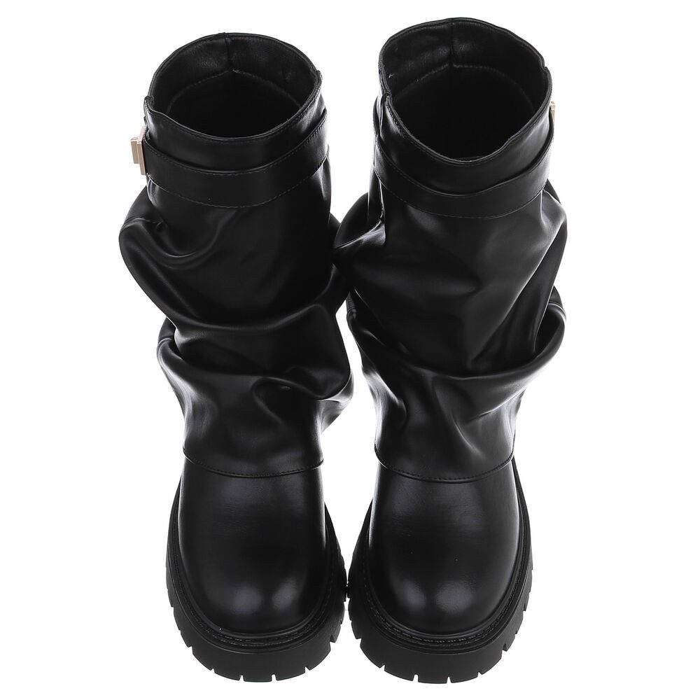 Ital-Design Damen Stiefel mit Profilsohle und Schnallen-Detail Westernstiefelette (92269009) Blockabsatz Stiefeletten in Schwarz – Bild 4 von 5