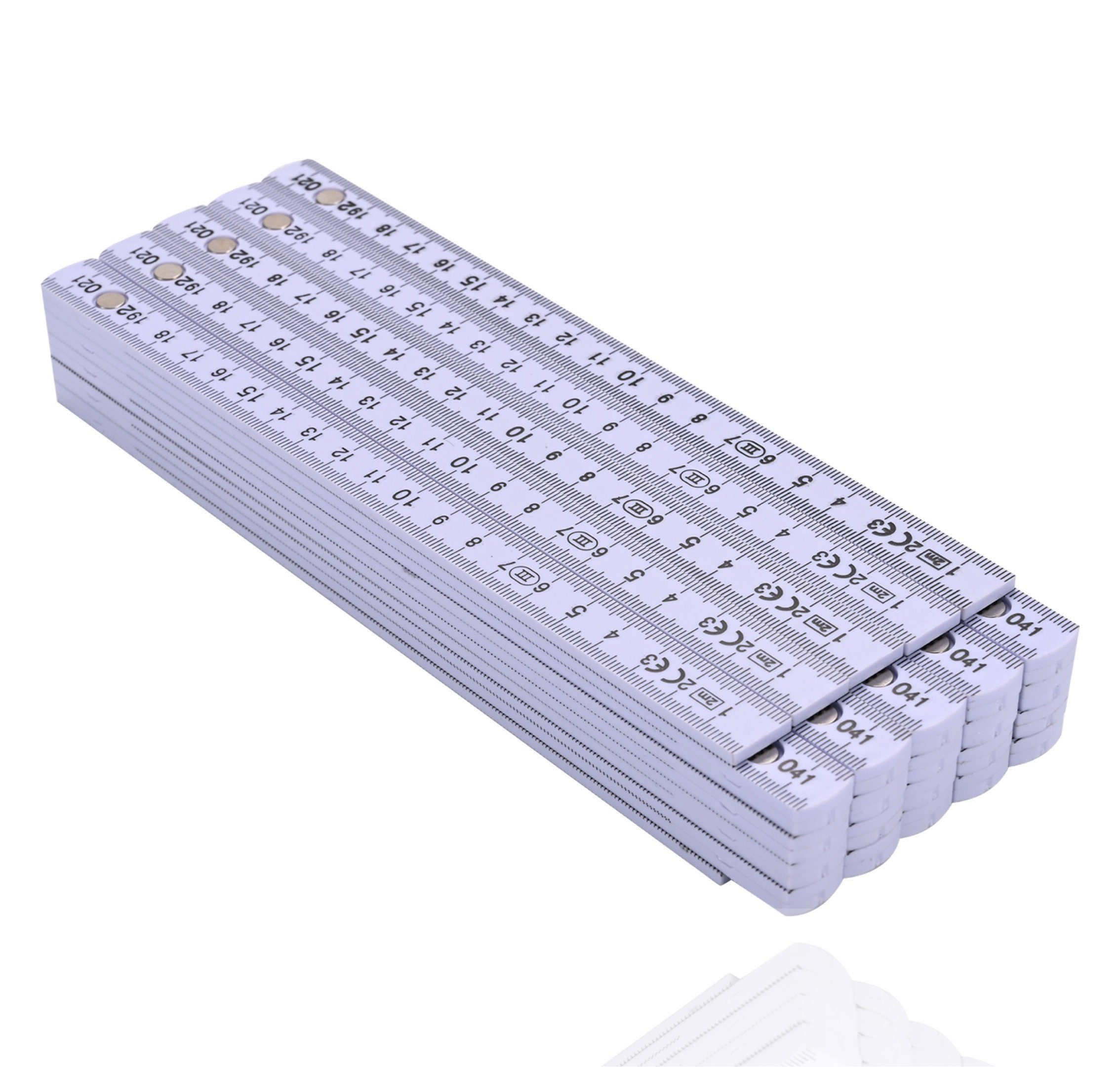toolmate® Zollstock 5x Premium Werkzeug 200 cm - Gliedermaßstab 2m - Meterstab weiß, UV-resistente Druck / mit stabilem Drehgelenk