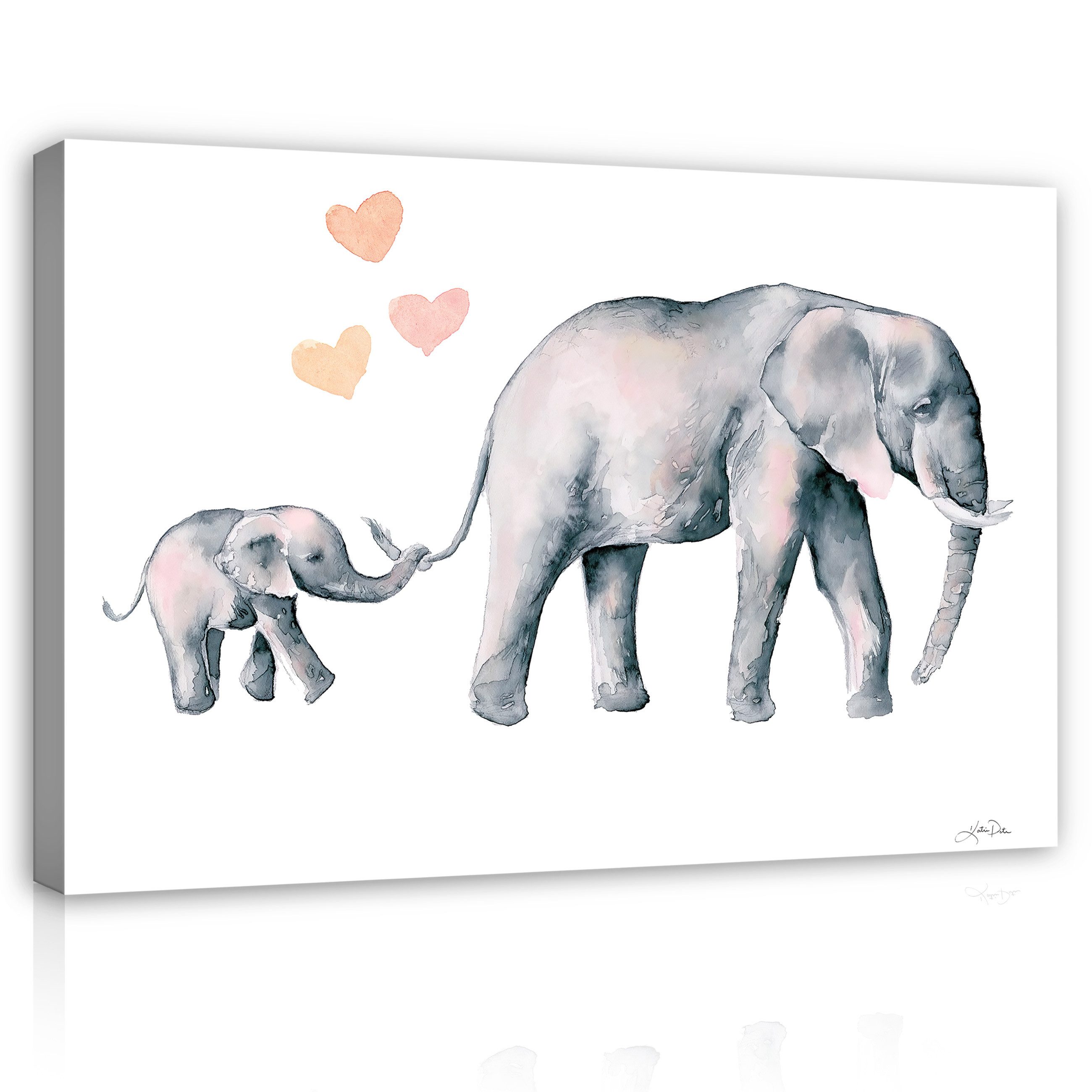 Wallarena Leinwandbild Kinderzimmer Tiere Elefant Mädchen Wandbild Wand Deko Leinwandbilder, Elefant - Tiere (Einteilig, 1 St), Leinwand Изображения Kinderzimmer Kinder Wandbilder Leinwandbilder