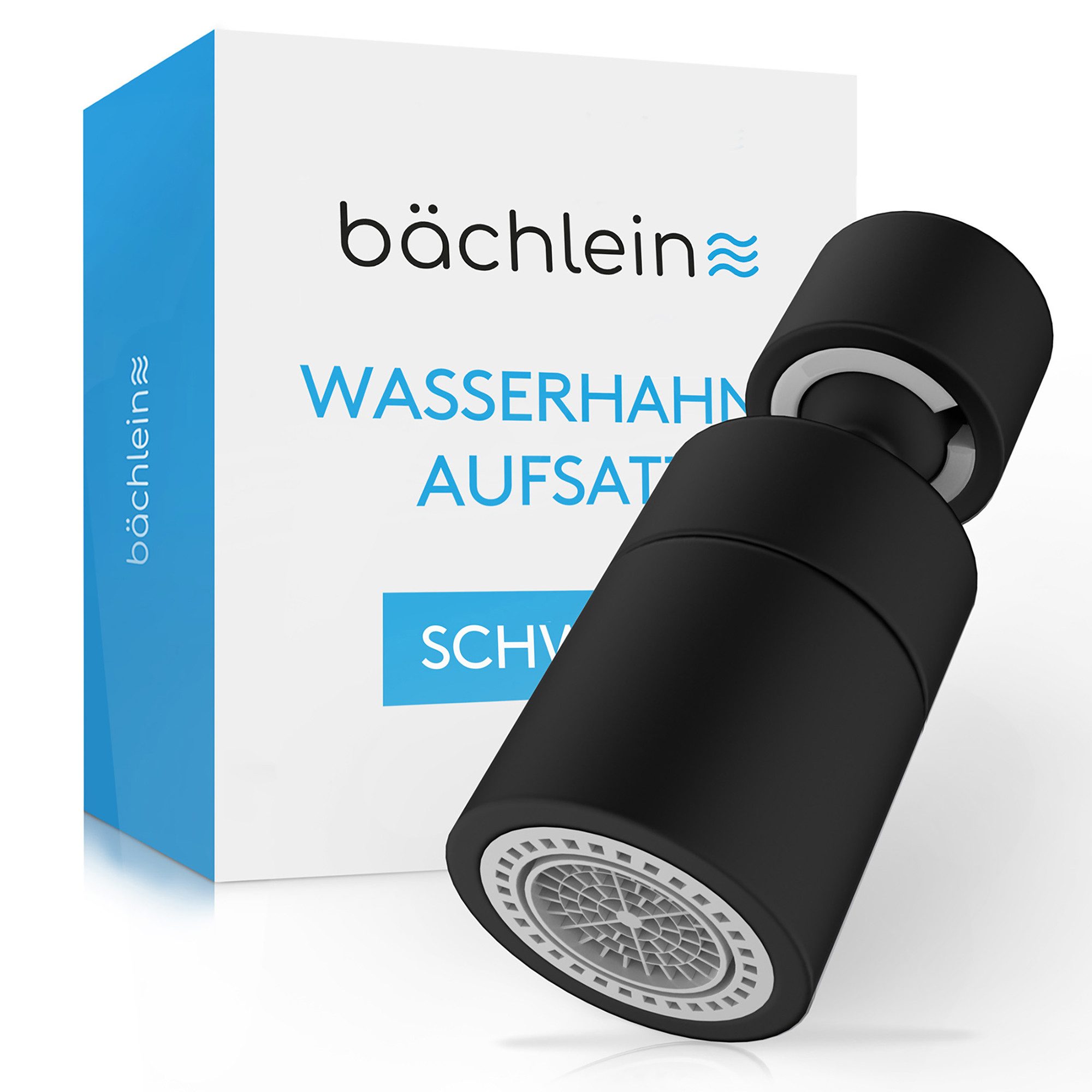 Bächlein Küchenarmatur Hochwertiger Wasserhahnaufsatz mit 2 Strahlarten (Schwarz-matt) gerader Aufsatz mit 360° Schwenkbereich