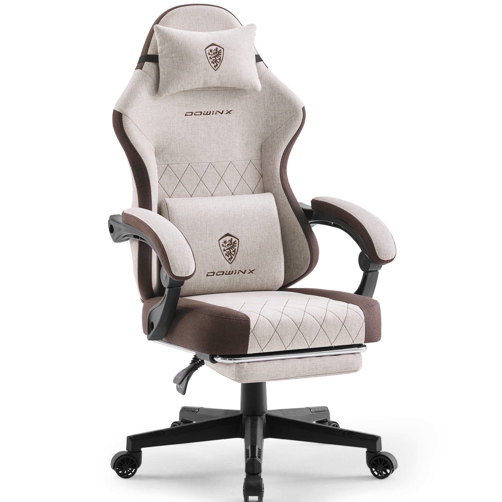 Dowinx Gaming-Stuhl Massage Lendenwirbelstütze Bürostuhl mit Fußstütze für Erwachsene (Packung), Ergonomischer Gaming Sessel Groß und Hoch für Office Gaming 135KG