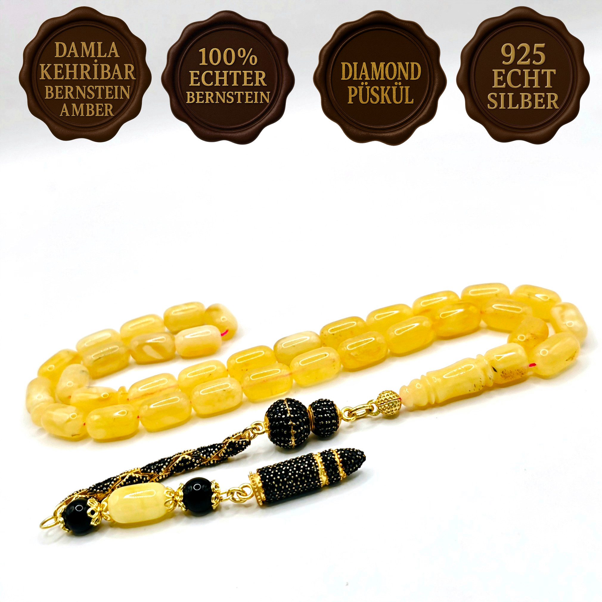 M-Punkt24 Kettenanhänger Tesbih Tespih Damla Kehribar Bernstein Amber (25 G günstig online kaufen