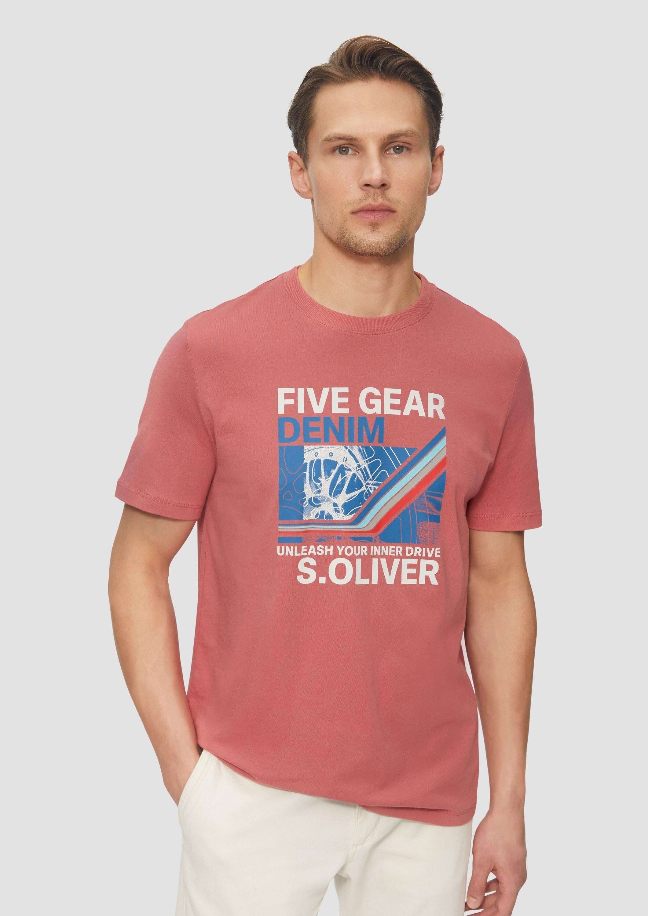s.Oliver Kurzarmshirt T-Shirt Baumwoll-T-Shirt mit Frontprint günstig online kaufen