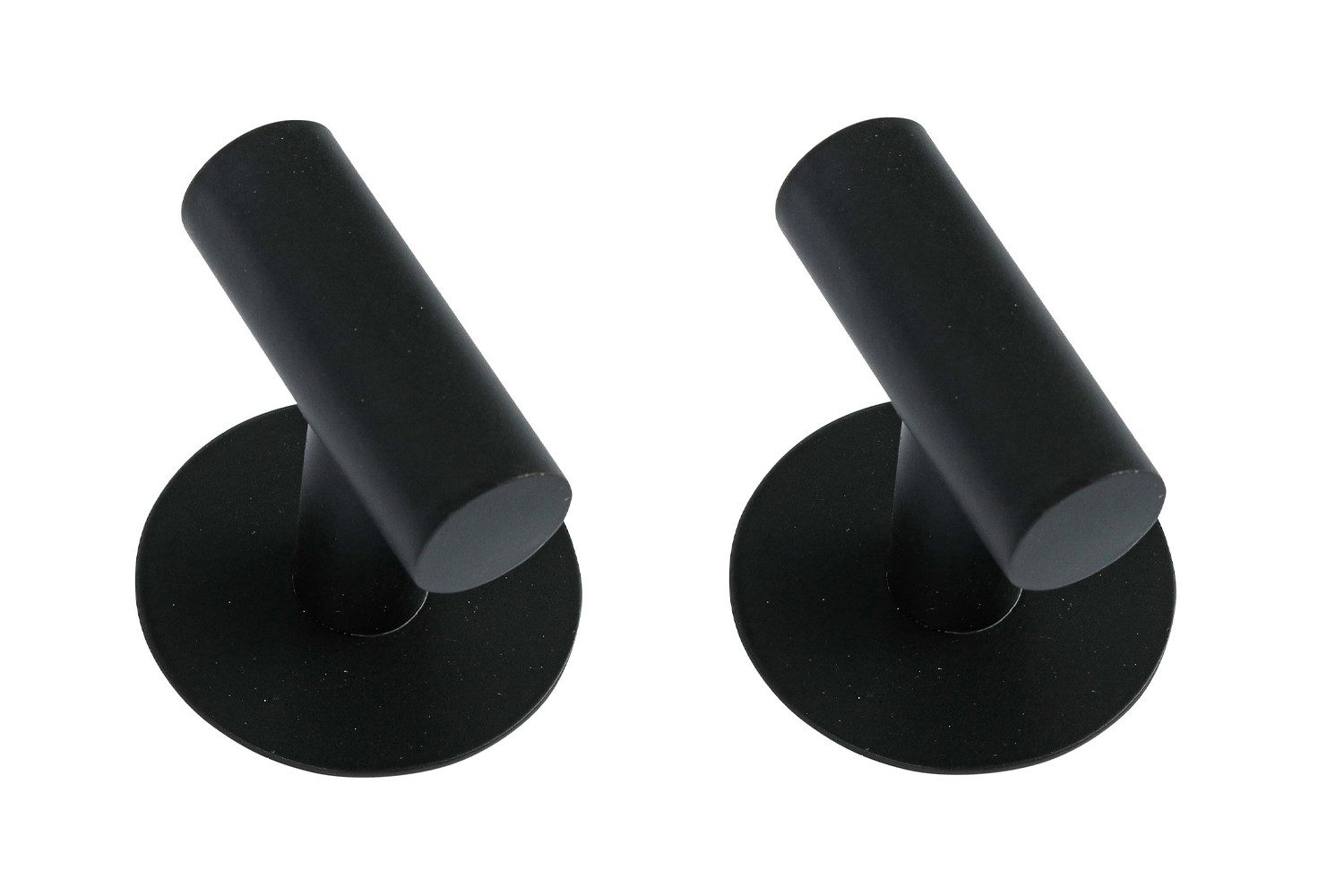 Testrut Handtuchhaken 2er Set NERO, Ø 5 x H 5,5 cm, Schwarz, Edelstahl, Badezimmer, Türen, ohne Bohren, selbstklebend