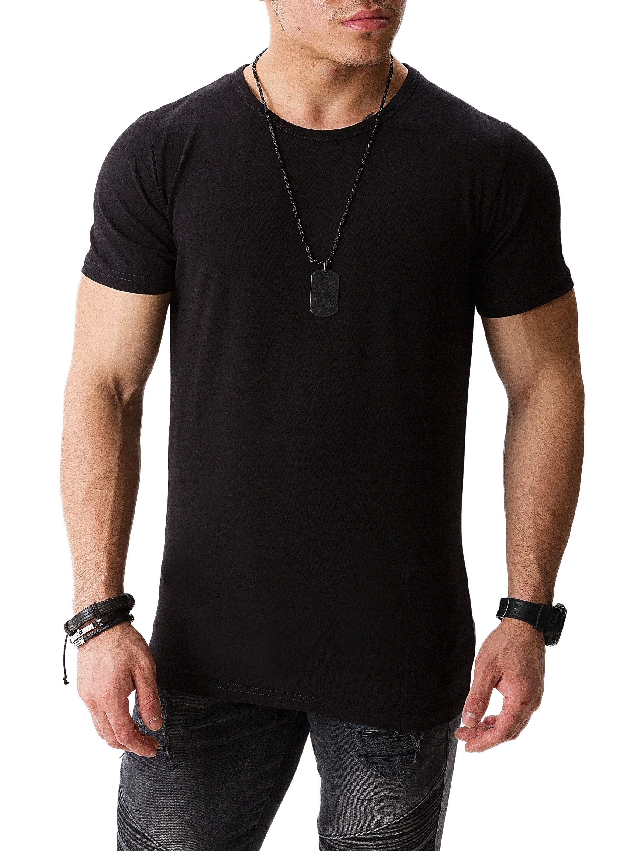 Basic Rundhalsshirt Schwarz - modernes (1-tlg) (black Yazubi 194008) Mythic Tee T-Shirt Crew Yazubi Neck