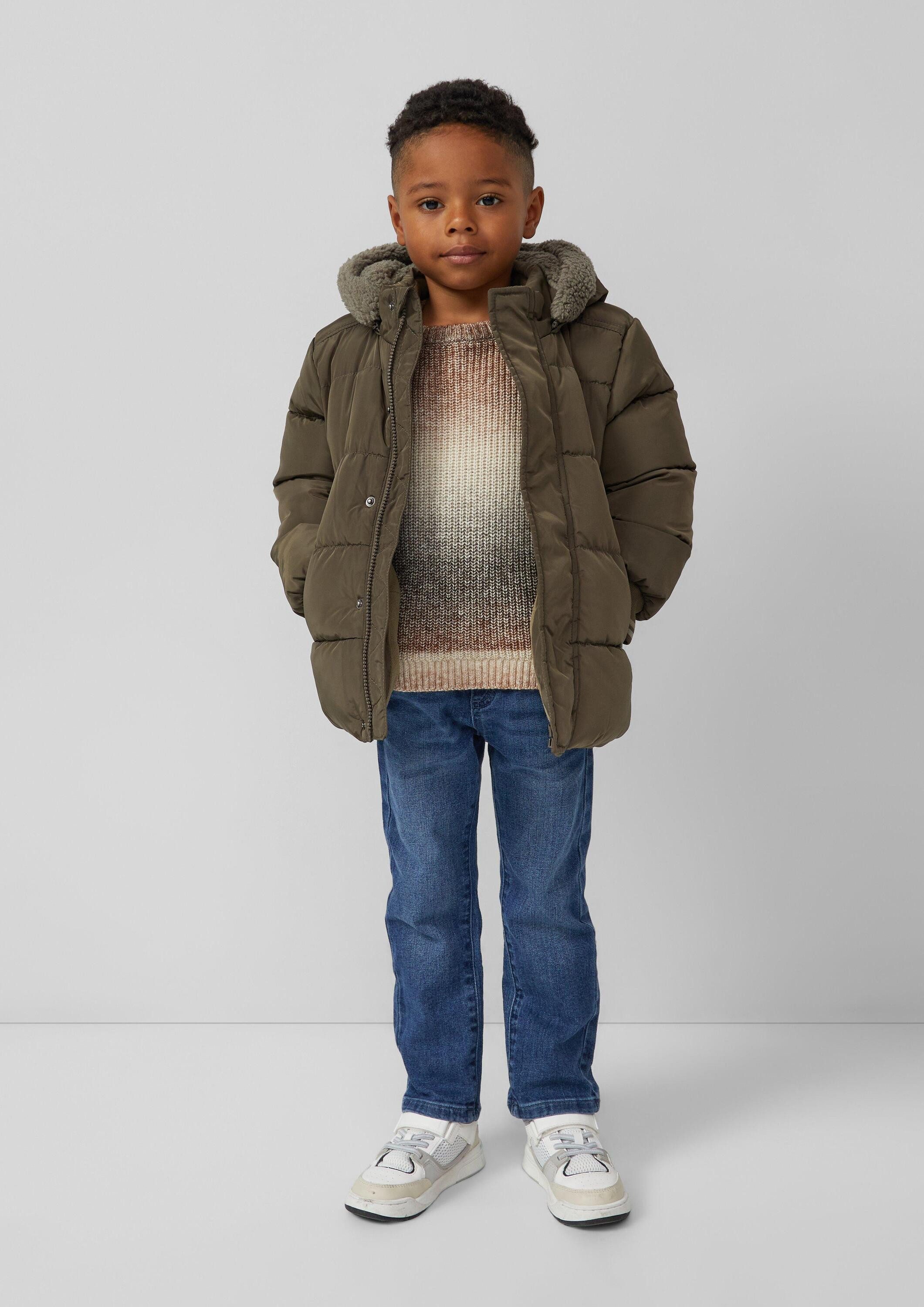 s.Oliver Winterjacke Outdoor-Jacke Stepp-Jacke mit Fleece-Futter und Kapuze