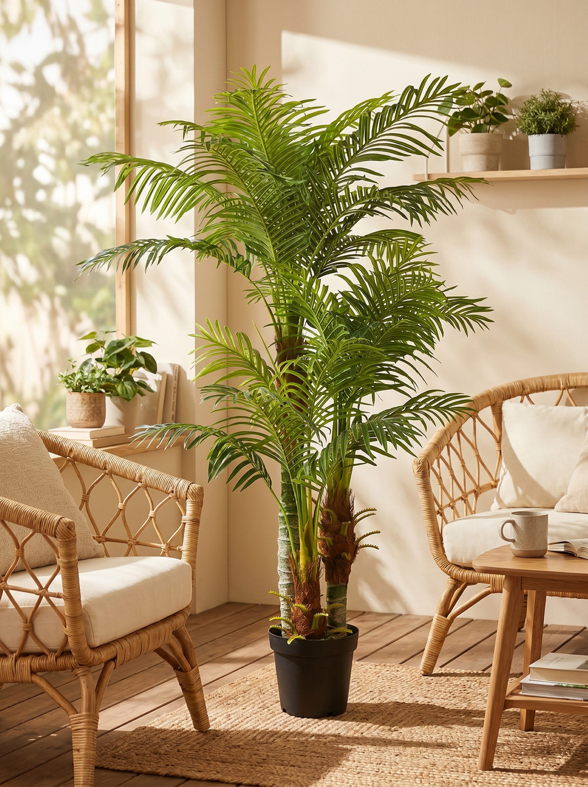 Kunstpalme Palme KP103 mit 3 Stämmen große Kunstpflanze Palme 180cm Hoch, Arnusa, Höhe 180 cm, künstliche Pflanze groß fertig im Topf – Bild 4 von 5