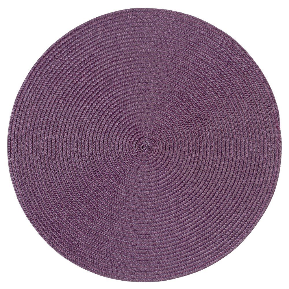 Platzset, Platzset rund ca. 35 cm Ø abwaschbar Bast Optik Tischset Platzdeckche, Haus und Deko, (1-St) Aubergine