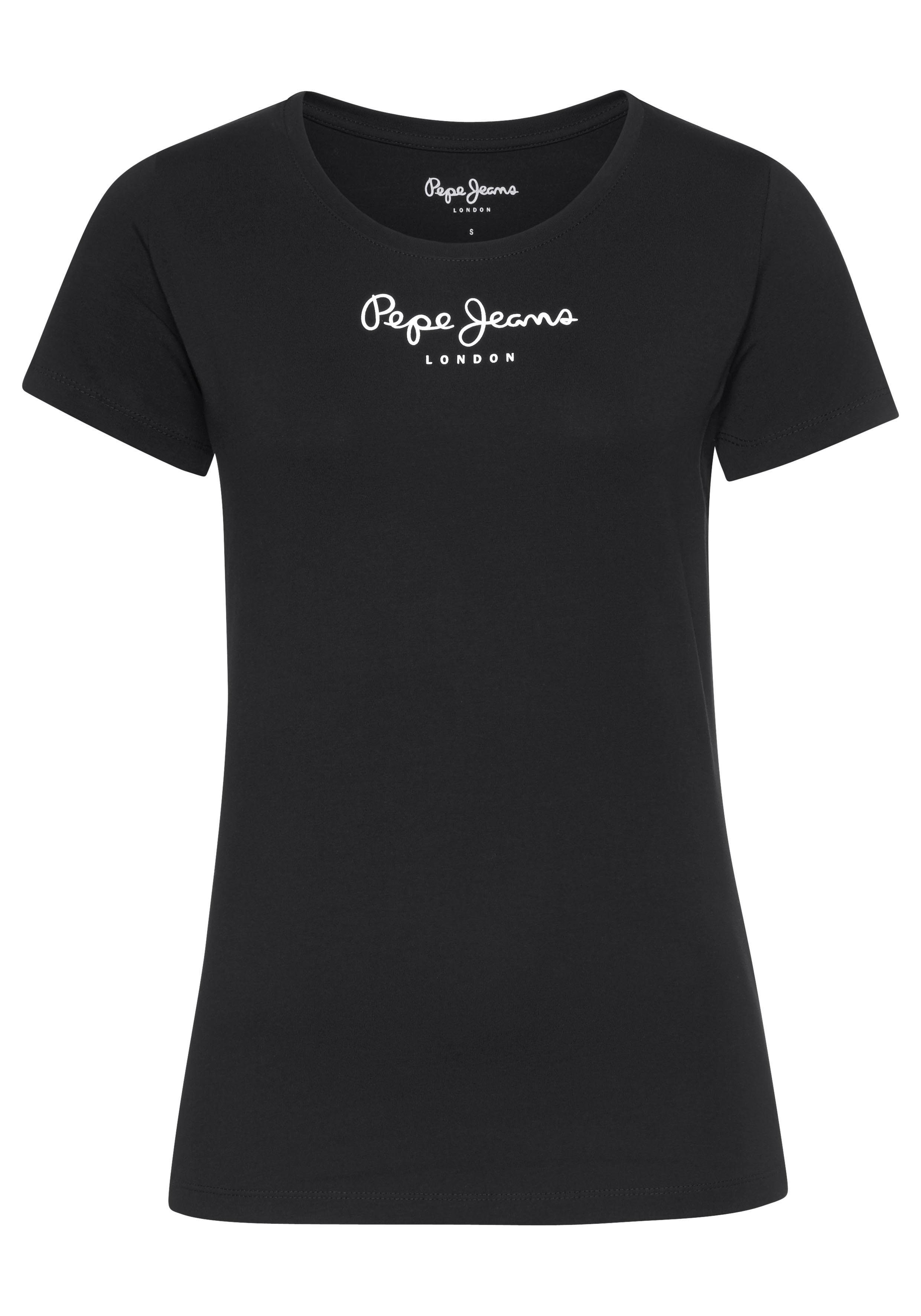 NEW T-Shirt VIRGINIA 999 Logo-Print Pepe Jeans mit black