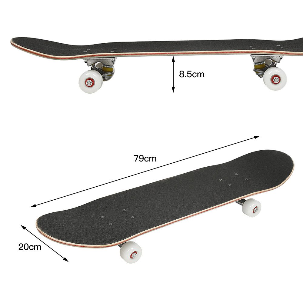JEOBEST Skateboard Komplette Skateboard 80x20cm, PU Räder, Geburtstagsgeschenk für Teenager und Erwachsene – Bild 5 von 5