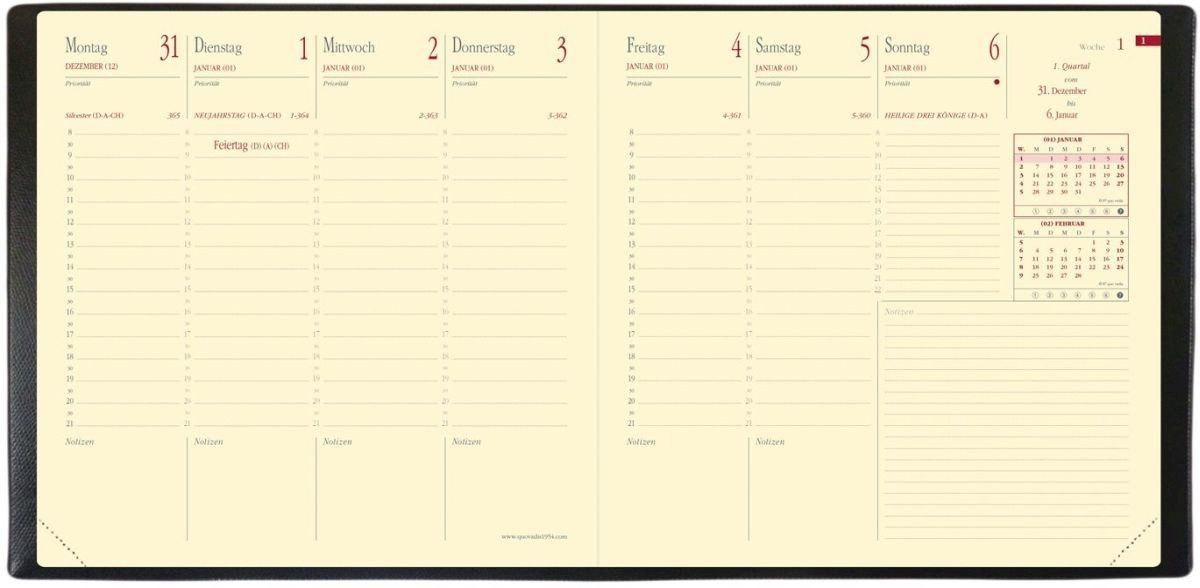 Buchkalender Ersatzkalendarium Executif Prestige 16x16cm 2026.