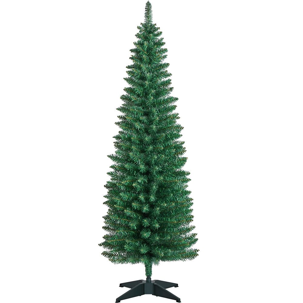 Yaheetech Künstlicher Weihnachtsbaum 154/183 cm H Bleistift Weihnachtsbaum für Flur & Wohnzimmer, Christbaum Künstlicher Tannenbaum Großer Weihnachtsbaum