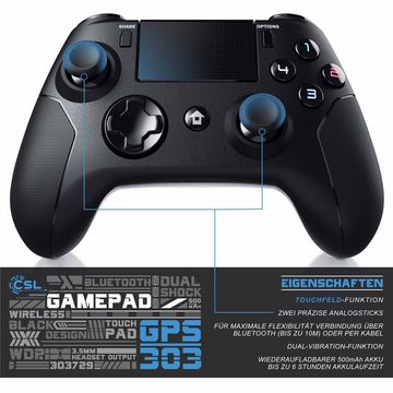 CSL PlayStation 4-Controller (1 St., Bluetooth Gamepad für PS4, Dual Vibration, Touchpad, 3,5mm, Gyrosensor)